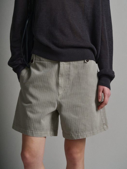 Facade Pattern Stripe Utility Shorts khaki beige