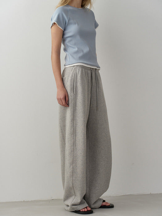 Facade Pattern Curved Sweatpants melange grey
