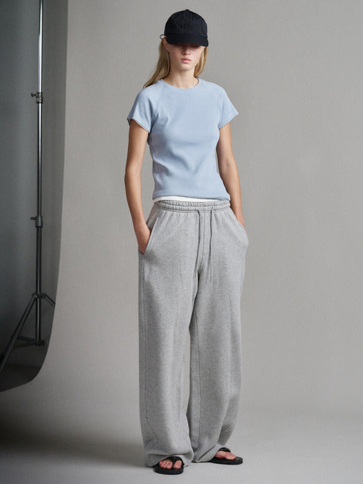 Facade Pattern Curved Sweatpants melange grey