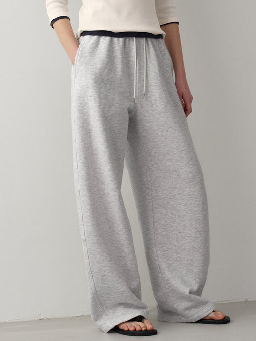 Facade Pattern Curved Sweatpants melange white