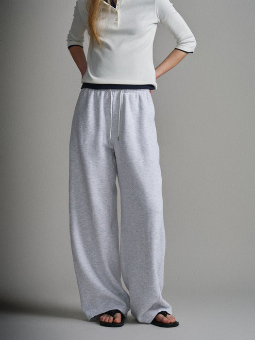 Facade Pattern Curved Sweatpants melange white