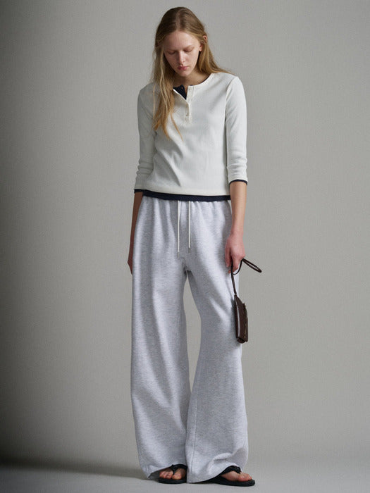 Facade Pattern Curved Sweatpants melange white