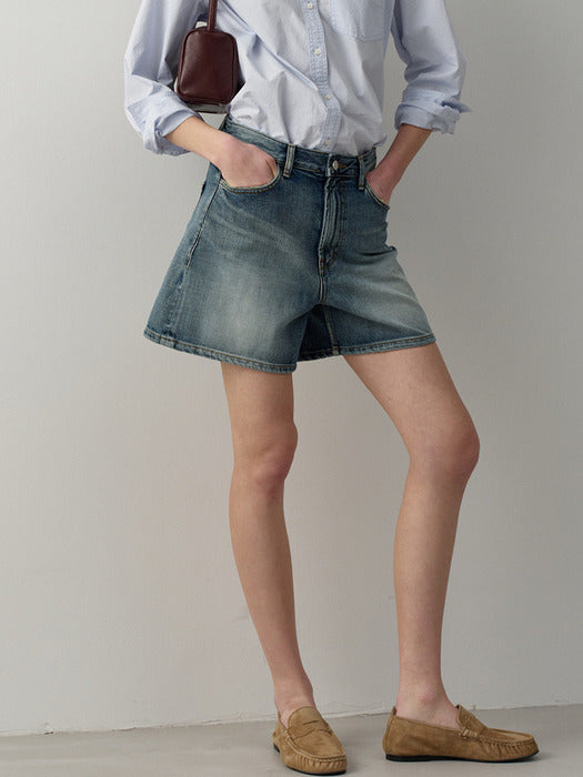 [facade pattern] 클래식 데님 쇼츠_brushed indigo