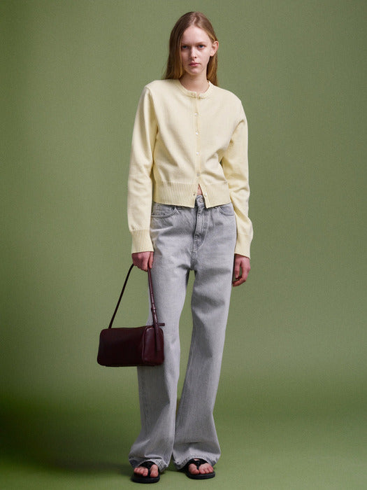 Facade Pattern High-waisted Straight Denim light grey