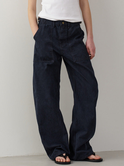 Facade Pattern Denim Round Work Pants vintage midnight