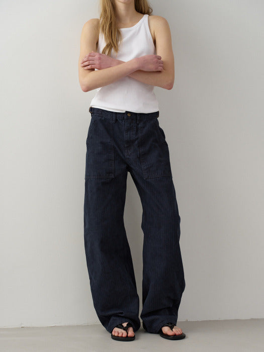 Facade Pattern Denim Round Work Pants vintage midnight