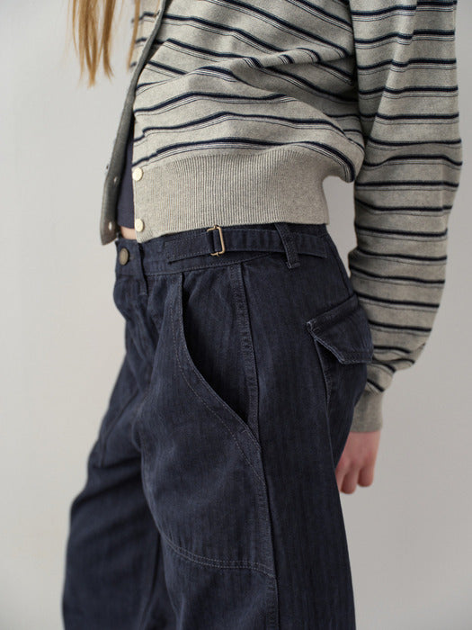 Facade Pattern Denim Round Work Pants vintage midnight