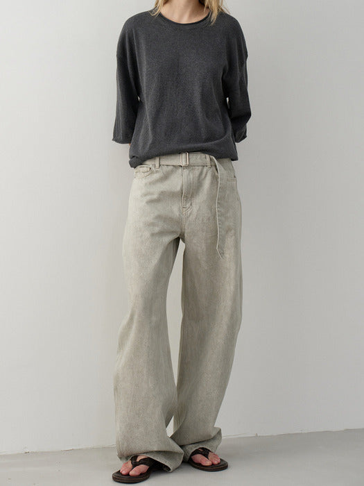 Facade Pattern Belted Round Denim ash sage