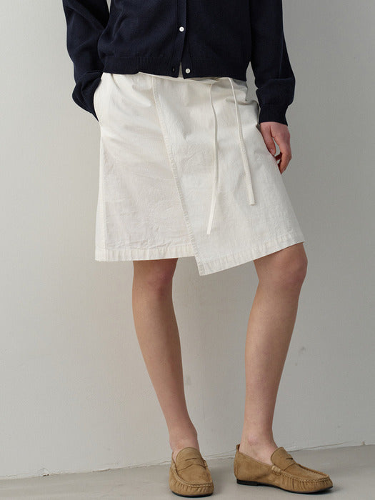 Facade Pattern Vintage Belted Mini Skirt white