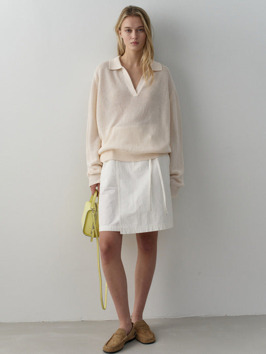 Facade Pattern Vintage Belted Mini Skirt white