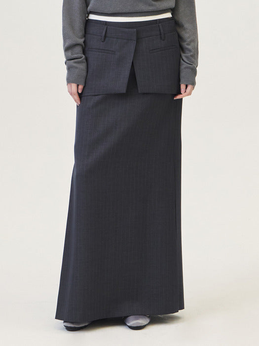 [grove] 26Ps Lynn Long Skirt (Gray)