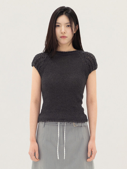 Grove 26Ps Jace Net Half Sleeve Knit (Charcoal)
