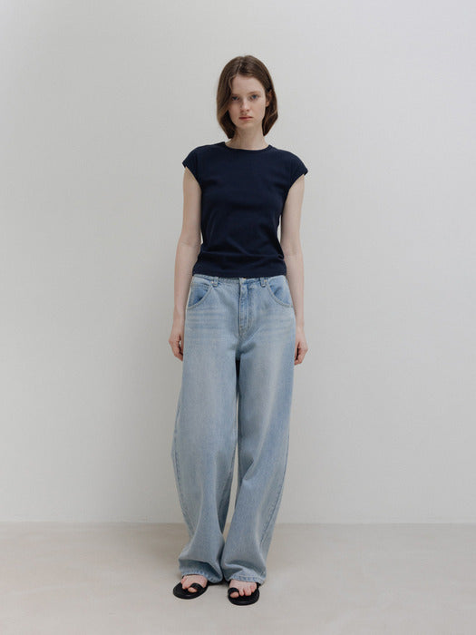 Moia ribbed t-shirt (navy)