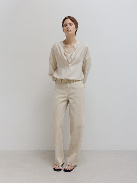 [moia] barrel dyed denim (lime beige)