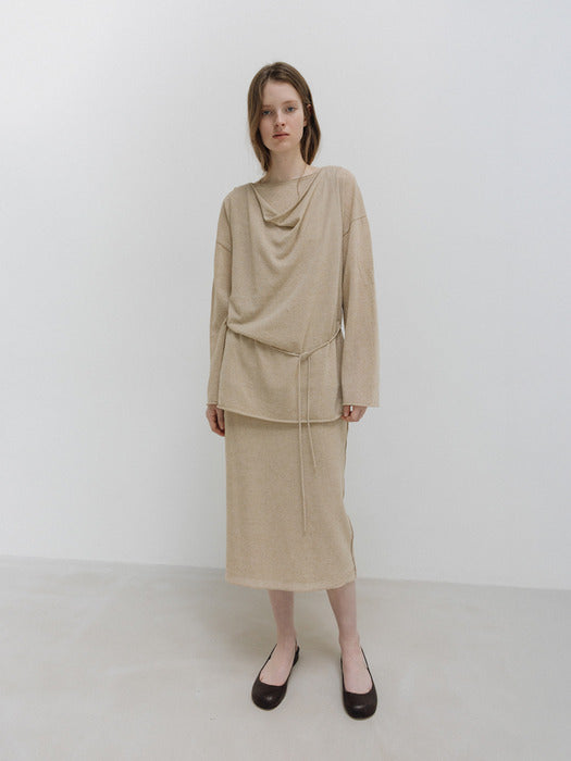 Moia cowl knit top (beige)