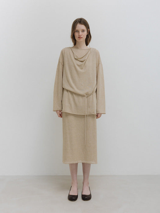 Moia cowl knit top (beige)
