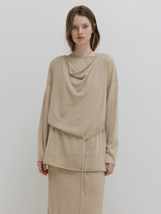 Moia cowl knit top (beige)