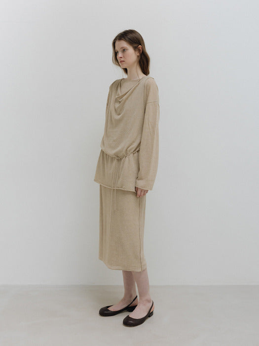 Moia cowl knit top (beige)