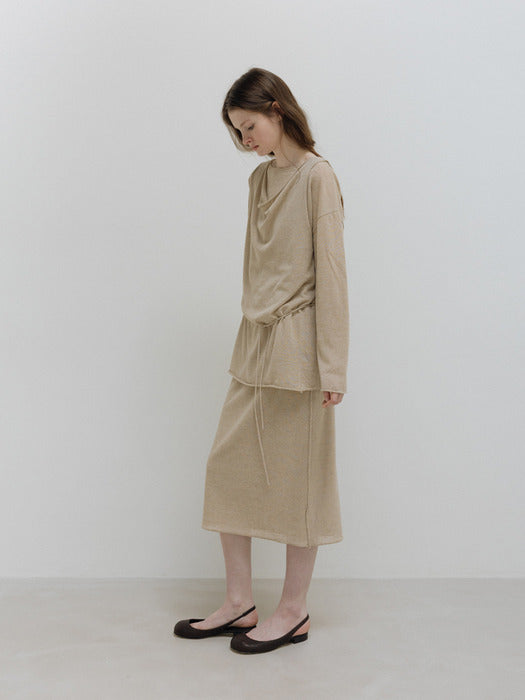Moia cowl knit top (beige)