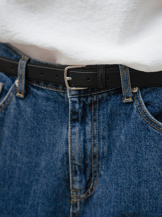 Tillidie Minimal square buckle belt Silver&Black