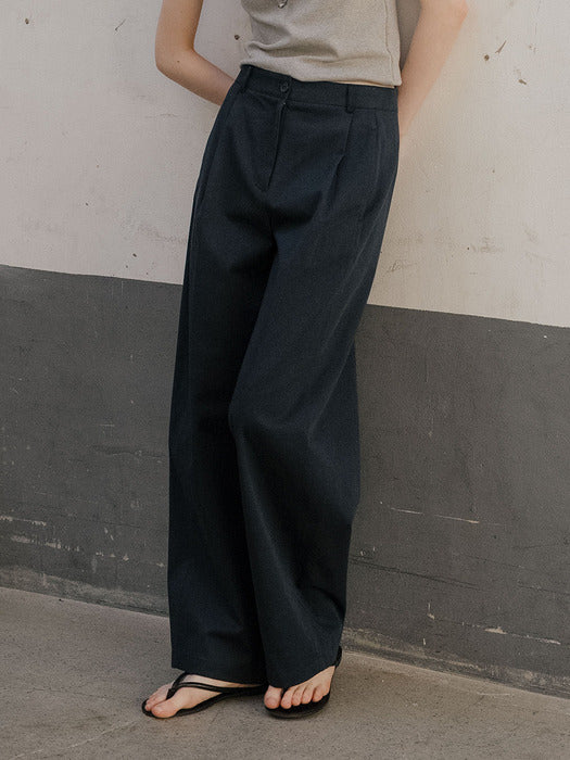 Tillidie Pintuck curve wide pants Navy