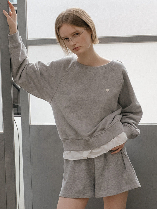 Tillidie Lace heart sweatshirt Melange gray