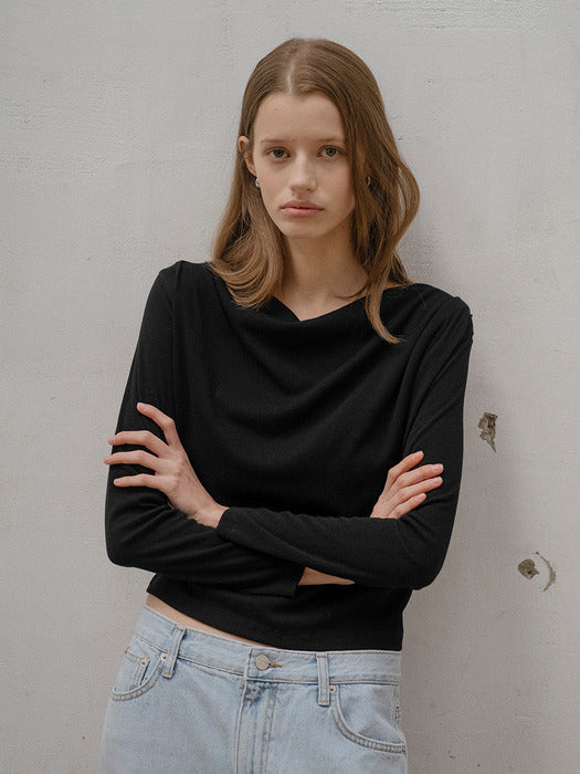 Tillidie Drape slim t-shirt Black