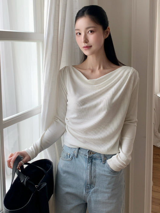 Tillidie Drape slim t-shirt Ivory