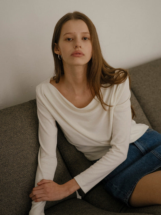 Tillidie Drape slim t-shirt Ivory