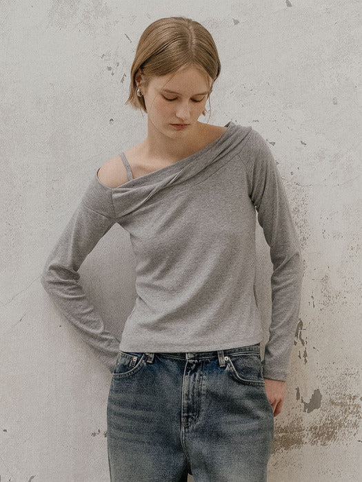 Tillidie Twisted off-shoulder top Melange gray
