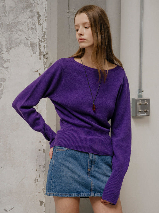 Tillidie Shoulder line point knit Purple
