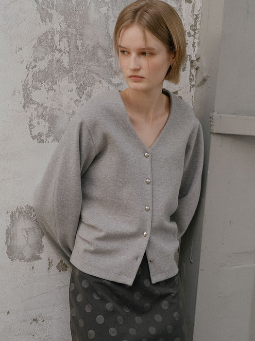 Tillidie V-neck shirring cardigan Gray