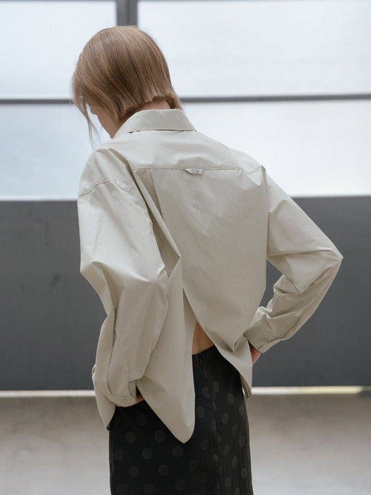 Tillidie Backslit detail soft cotton shirt Light khaki