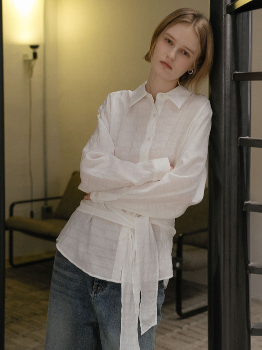 Tillidie Tie-waist shirt blouse Ivory