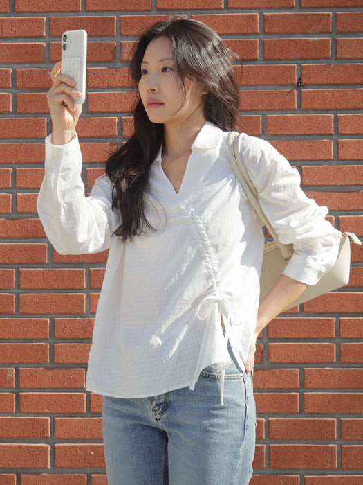 Tillidie Check strap detail blouse White