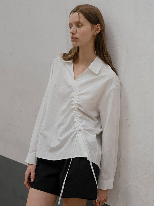Tillidie Check strap detail blouse White