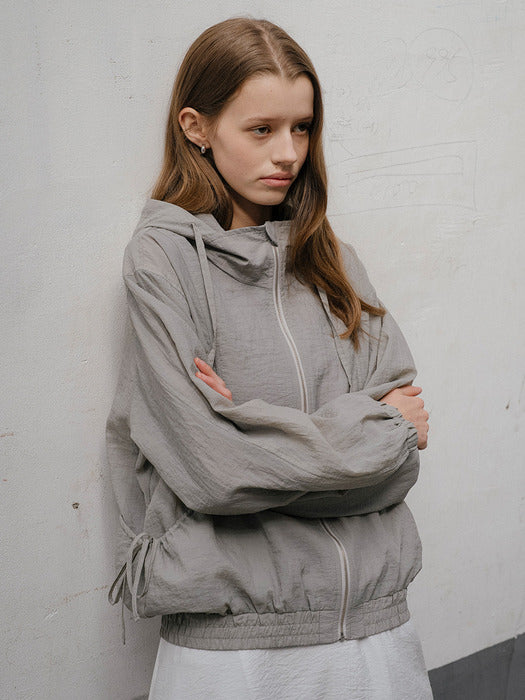 [tillidie] Sheer hooded wind breaker_Light gray