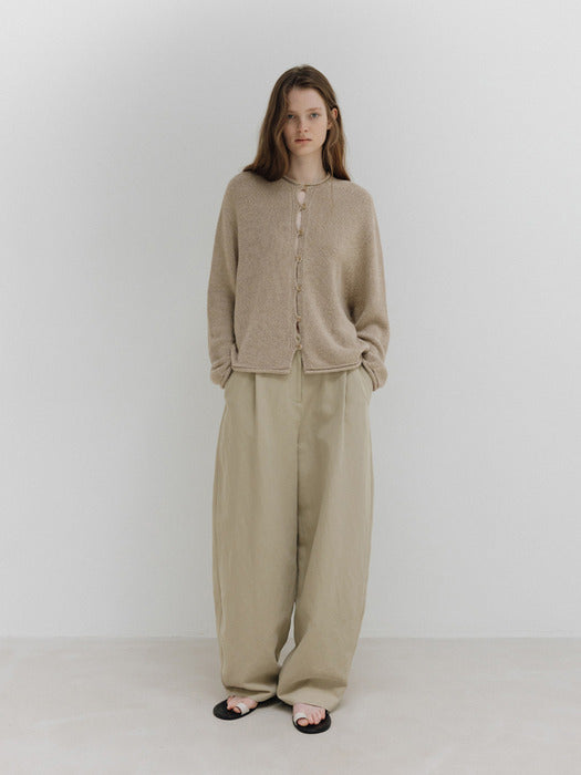 [moia] paper knit cardigan (leaf beige)