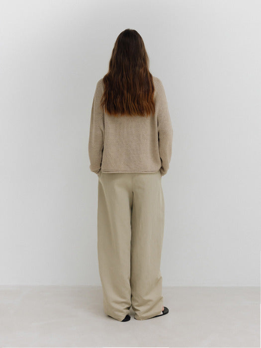 [moia] paper knit cardigan (leaf beige)