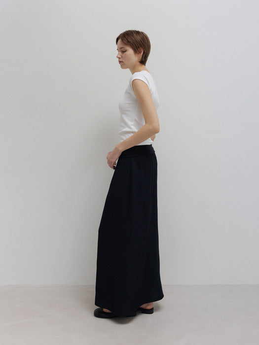 Moia viscose banding skirt (dark navy)