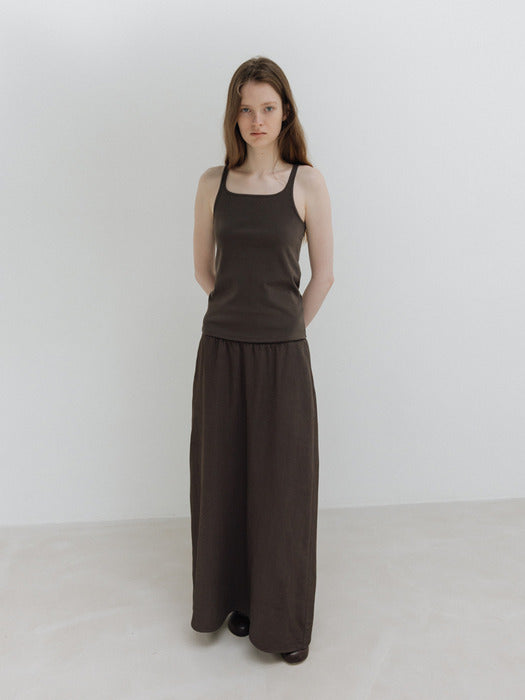 [moia] viscose banding skirt (soil brown)