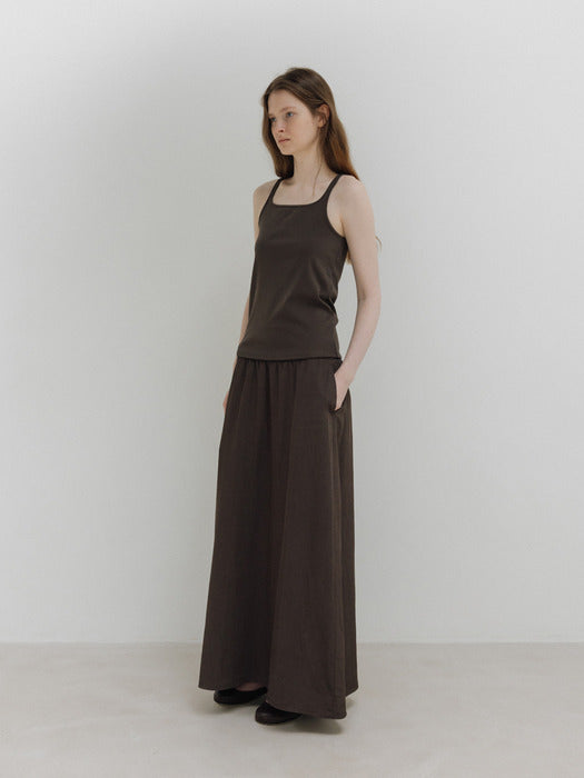 [moia] viscose banding skirt (soil brown)