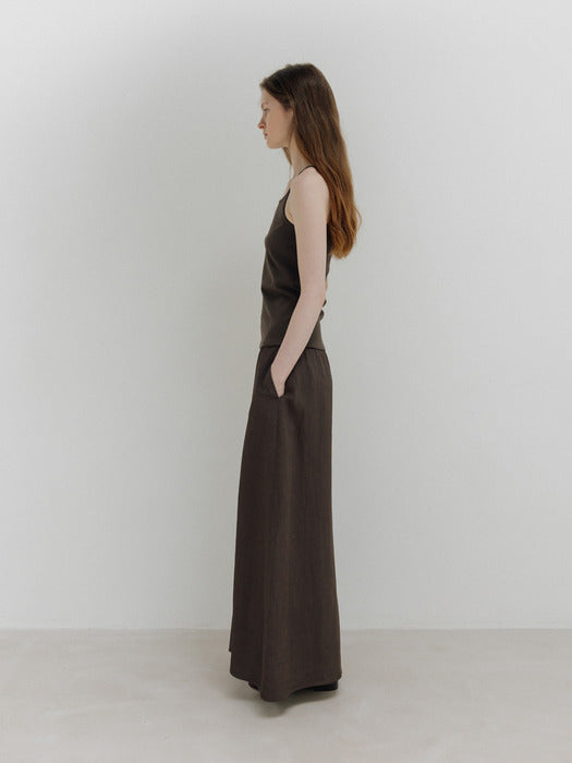 [moia] viscose banding skirt (soil brown)