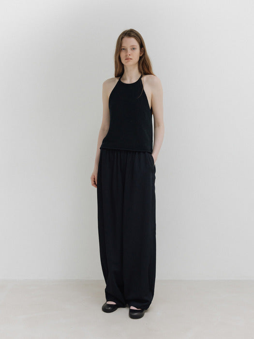 [moia] relaxed shirring pants (dark navy)