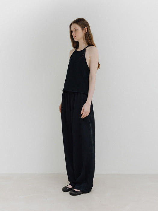 [moia] relaxed shirring pants (dark navy)