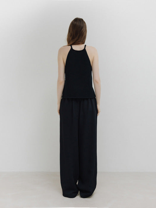 [moia] relaxed shirring pants (dark navy)