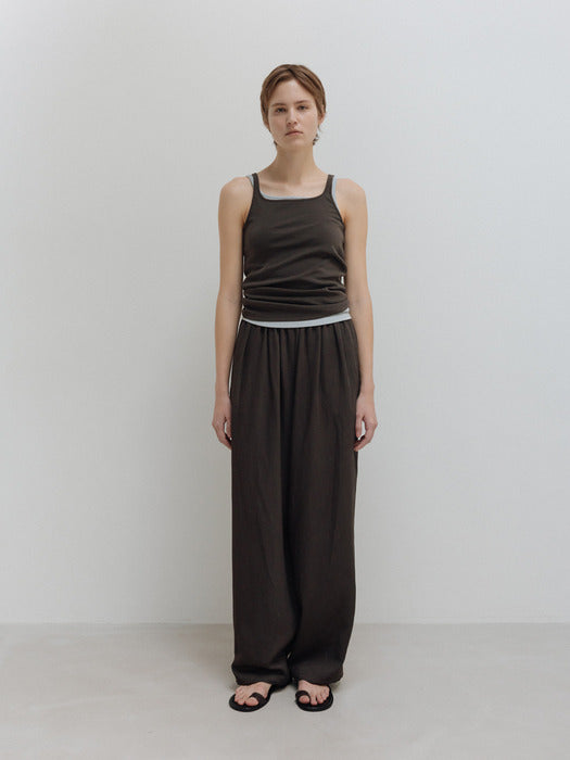 Moia relaxed shirring pants (soil brown)
