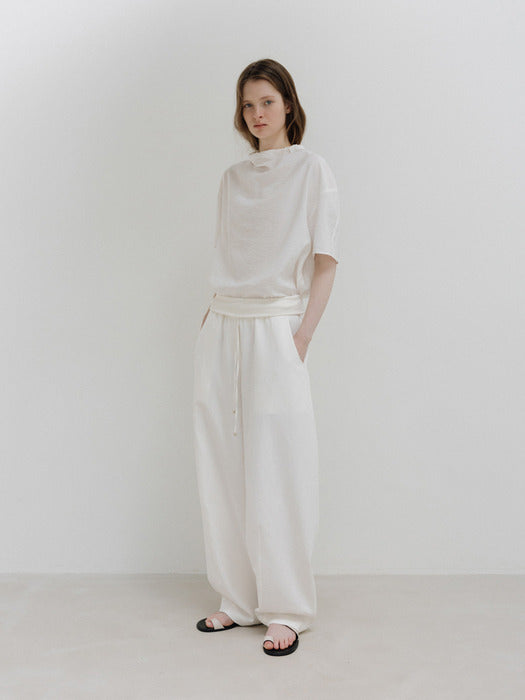 Moia folded banding pants (white)