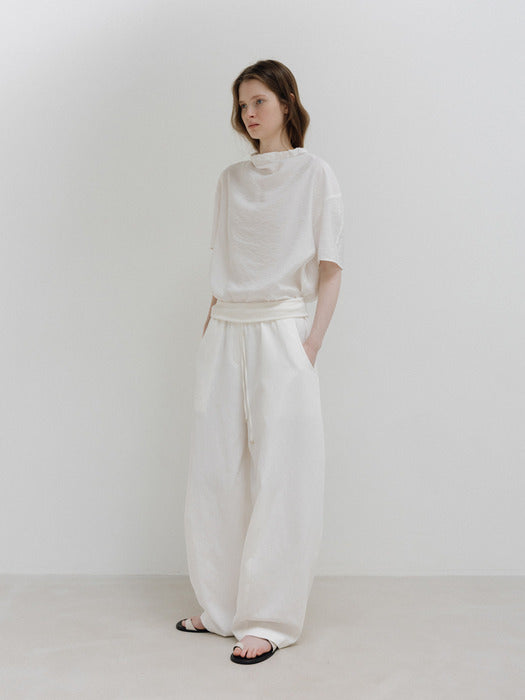 Moia folded banding pants (white)