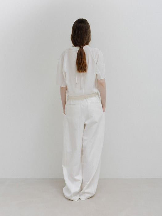 Moia folded banding pants (white)